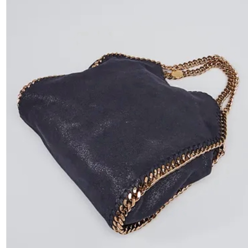 STELLA MCCARTNEY NAVY MINI FALABELLA WITH GOLD CHAIN